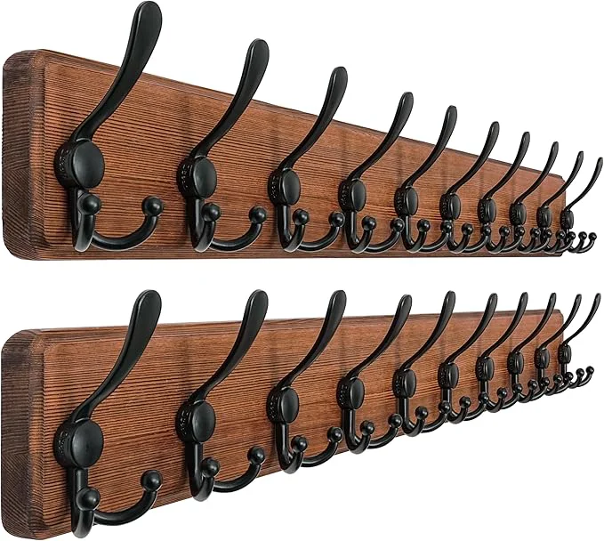 Modern Dseap Coat Rack Wall - Heavy-Duty 38-1 4 Long with Reinforced 10 Custom Tri-Hooks Solid Wood Wall Hanger for Coats Hat Jackets - Rustic Farmhouse Entryway Storage Natural Black Pack of 2About ThisOverview Selected
