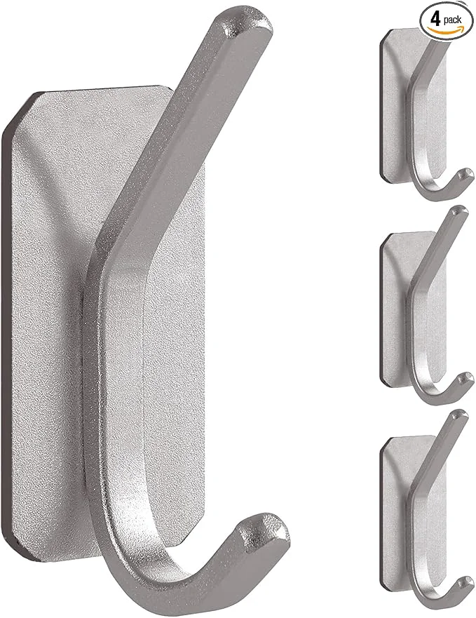 Natural Paoli Heavy Duty Adhesive Hooks Self-Adhesive Hooks Multiple Colors and Styles 30 lb Maximum Load for Home Schools and Offices 4pc Silver About ThisOverview Smooth