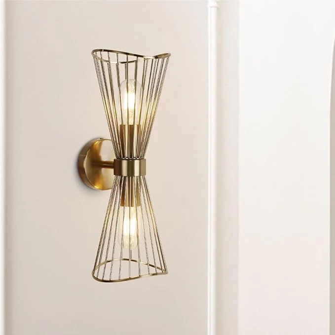 Versatile Brass Wall Sconces Mid Century Wall Sconce Large 2 Light Vanity Light Hardwired Vintage Sconces Wall Lighting Fixtures for Bedroom Living Room Bathroom Hallway E26About ThisOverview Exclusive