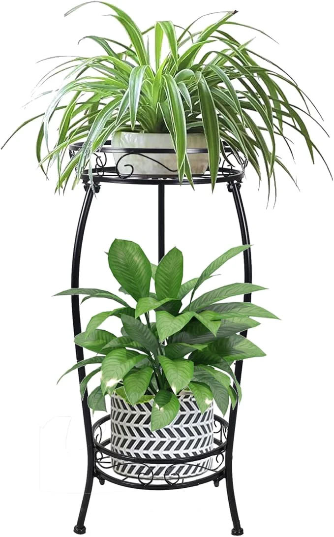 Organic MOCORY Plant Stand Indoor Outdoor 2 Tier 27 Tall Metal Potted Holder Flower Pot Stand Heavy Duty Plant Shelf Rustproof Iron Multiple Plant Round Supports Rack for Planter Corner Garden Balcony PatioAbout ThisOverview Superior