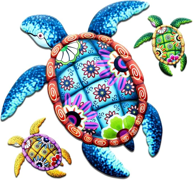 Casual WHBIMGOOO Metal Sea Turtle Wall art Decor，Beach Ocean Nautical Theme Outdoor wall decor，Decorations for Garden Backyard Pool Patio Balcony Kitchen or Bathroom 3 Pack About This Green