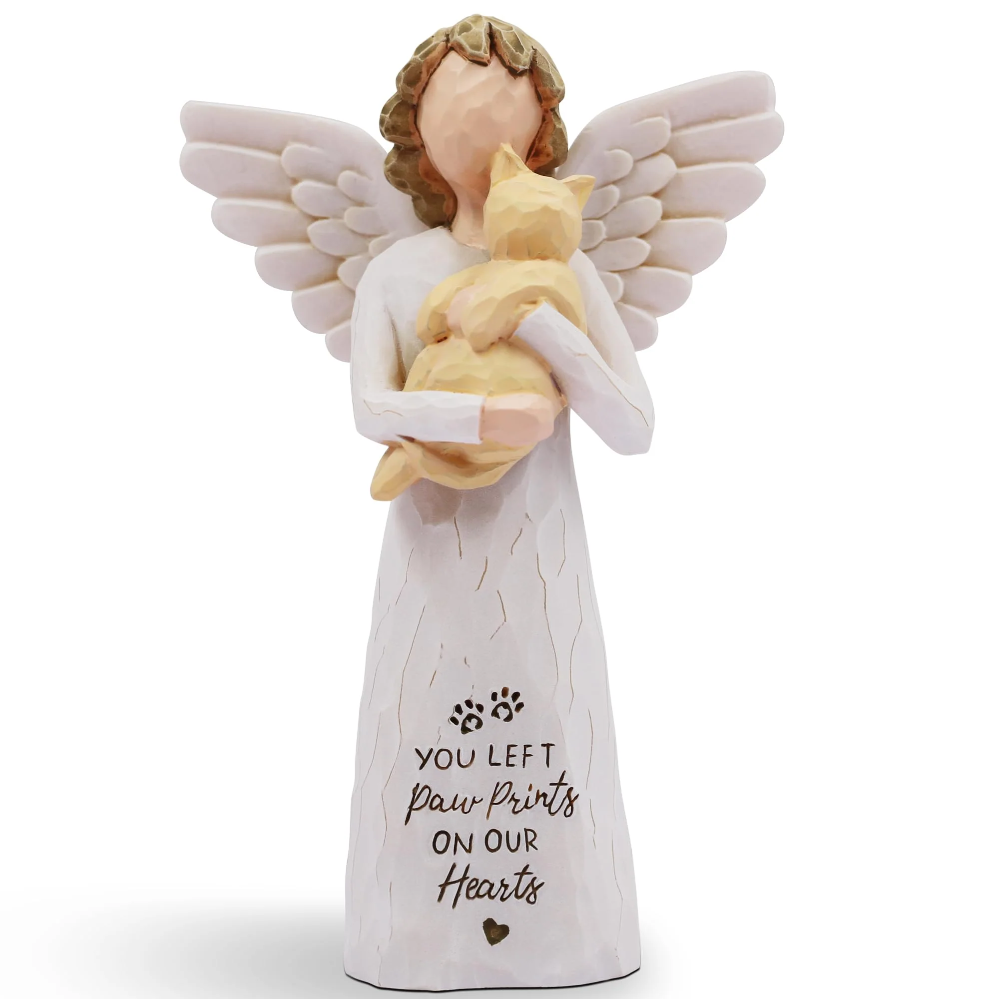 Certified BORLESTA Loss of Cat Sympathy Gift – Hand-Painted Angel Cat Memorial Figurine Yellow Fast