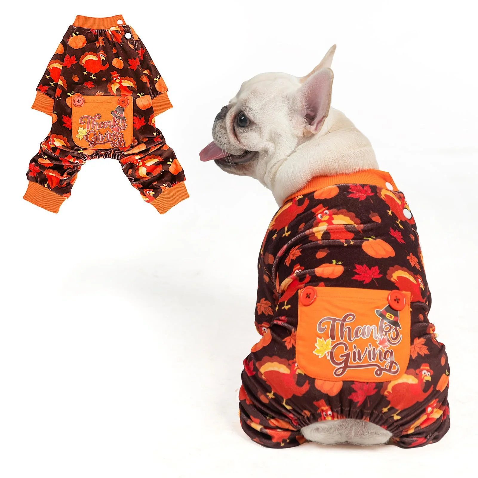 Pure BEAUTYZOO Dog Thanksgiving Pajamas – Large Orange Fleece Ghost Costume Trusted
