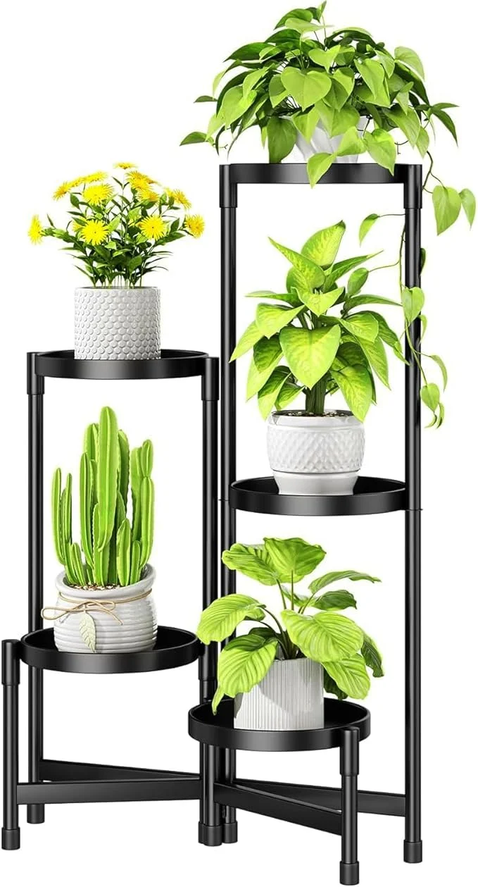Official Plant Stand Indoor Outdoor with Tray Corner Metal Flower Display Holder Shelf 5 Tier Folding Tall Orchid Rack for Patio Balcony Porch Garden Living Room House BlackAbout ThisOverview Authentic