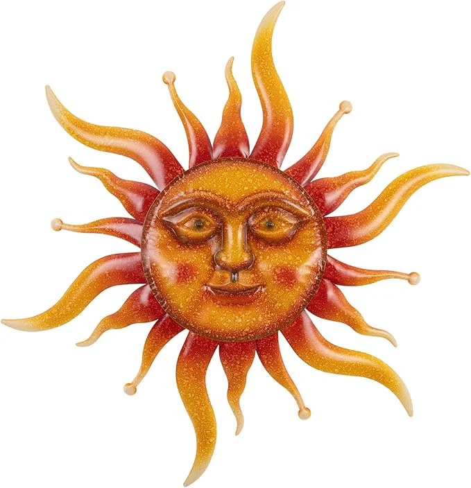 Elegant VZVXCC Sun Metal Wall Art Outdoor Decor-Rustic Retro 3D Sun Face Metal Wall Sculpture Large Outdoor Wall Art Hanging Decoration Garden Patio Farmhouse Mothers Day GiftsAbout This Sustainable