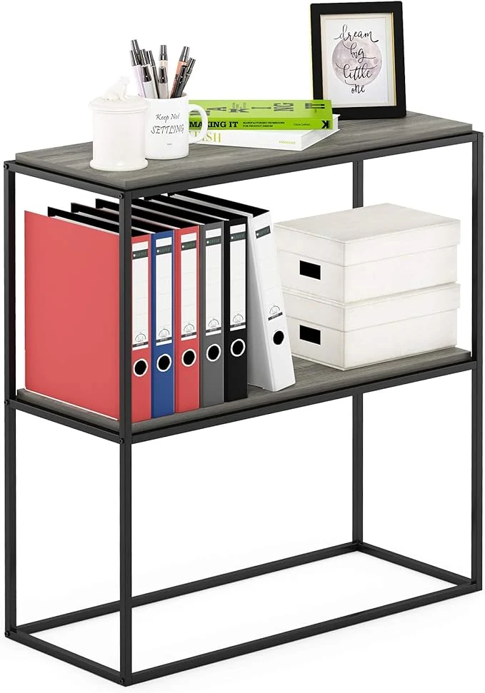 Durable Furinno Moretti Modern Wide Stackable Metal Shelf French Oak GreyAbout ThisOverview Verified