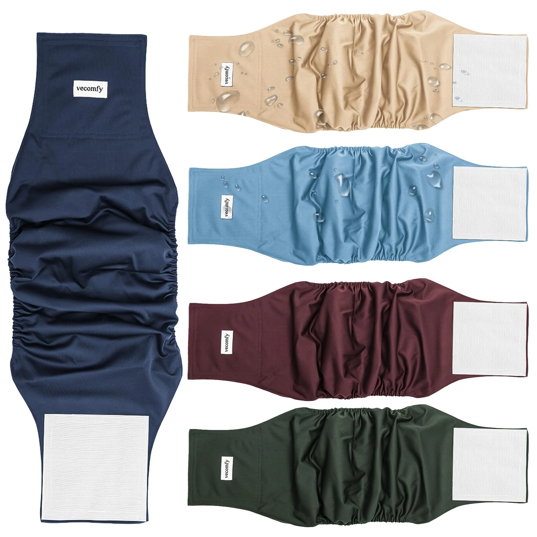 Certified Vecomfy Belly Bands for Male Dogs 5 Pack – Washable Leakproof Size M Professional