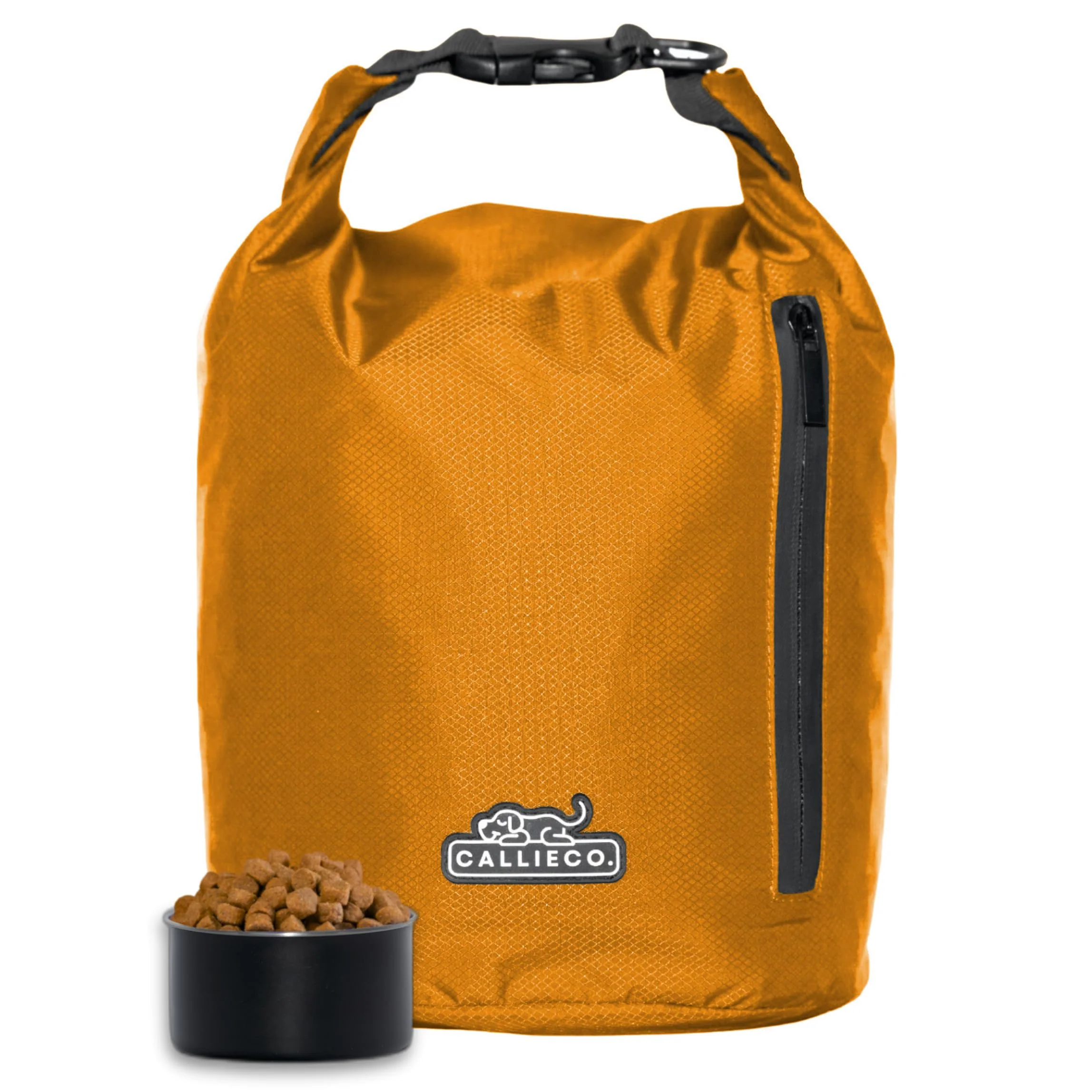 Durable Callieco Dog Food Travel Bag – 32 64 Cup Waterproof Kibble Storage Orange Smooth