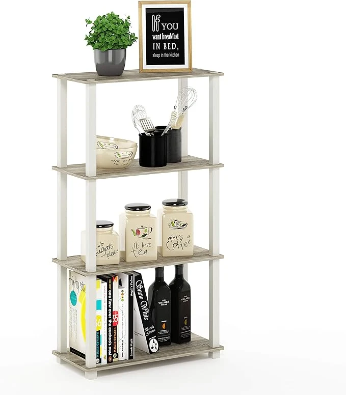 Official Furinno Turn-N-Tube 4-Tier Multipurpose Shelf Display Rack Square Tube Sonoma Oak WhiteAbout ThisOverview Exceptional