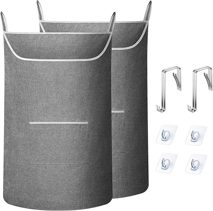 Unique X-Large Door Hanging Hamper Bag 2 Pack Large Capacity Hanging Laundry Hamper Basket with Wide Opening Dirty Clothes Laundry Hamper Storage Bag Size 35X22inch Grey-2Pack About ThisOverview Exclusive