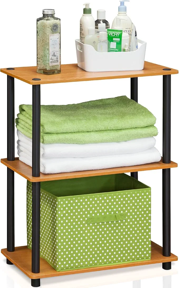 First-Class Furinno TURN-N-TUBE Storage Shelves 3-Tier Book Shelf Corner Shelf Toolless Open Shelves for Organization and Storage Living Room Garage Home Office Light CherryAbout ThisOverview Contemporary