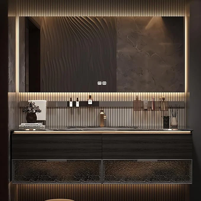 Fine Crafted 52in Luxury Bathroom Vanities - Bathroom Vanity with Sink Wall-Mounted Storage with 2 Large Side Cabinets Intelligent Defogging Led Lights Multi-Layer Solid WoodAbout ThisOverview Genuine