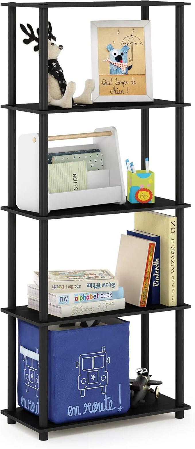 Certified Furinno TURN-N-TUBE Storage Shelves 5-Tier Book Shelf Corner Shelf Toolless Open Shelves for Organization and Storage Living Room Garage Home Office AmericanoAbout ThisOverview First-Class