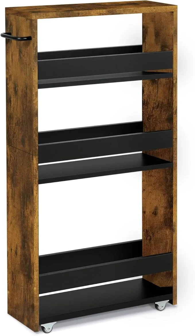 Artisan TEAMIX 4 Tier Slim Storage Cart with Handle Slide Out Storage Rolling Utility Cart Mobile Shelving Unit Organizer Trolley for Small Spaces Kitchen Laundry Narrow PlacesAbout ThisOverview Unique