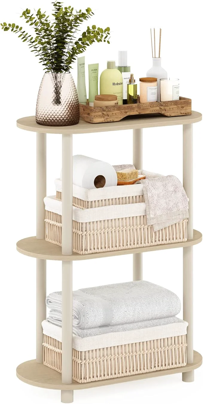 Premium Material Furinno Turn-N-Tube No Tools 3-Tier Modern Oval Side Display Rack Bauhaus Oak BeigeAbout ThisOverview Lightweight