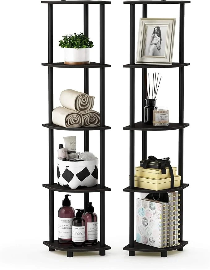 World-Class Furinno TURN-N-TUBE Corner Shelf Set of 2 5-Tier Corner Bookshelf Open Storage Shelves for Organization and Storage Living Room Home Office Garage EspressoAbout ThisOverview Prestigious