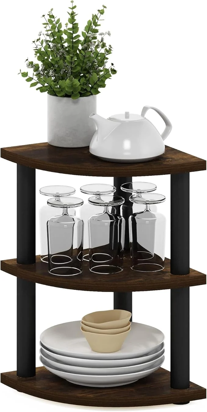Easy-to-Use Furinno Turn-N-Tube Kitchen Countertop Organizer 3-Tier Corner Countertop Organizer Shelf Corner Shelf for Kitchen Pantry Organizers and Storage Amber PineAbout ThisOverview Elegant