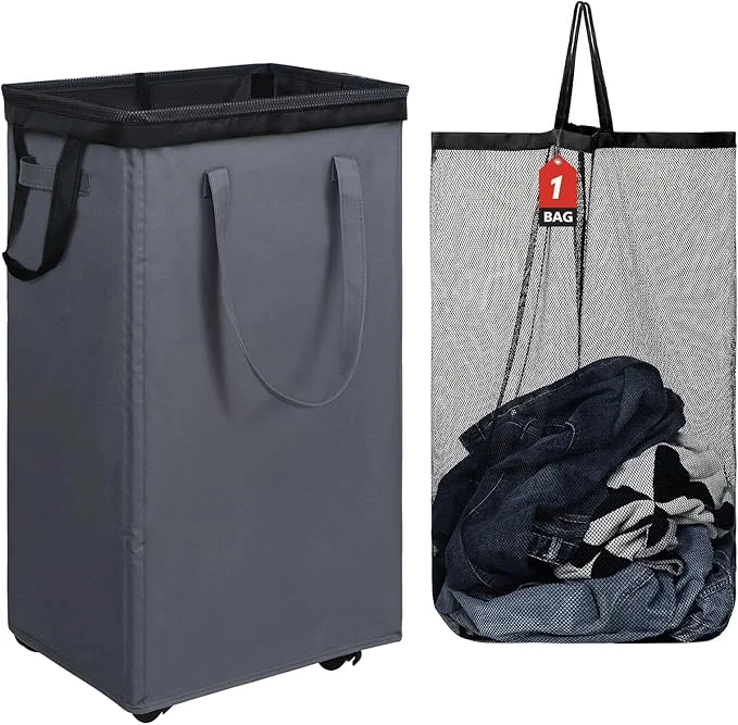 Next-Generation DOKEHOM 90L X-Large Laundry Basket with Removable Wash Bag on Wheels Collapsible Rolling Laundry Hamper Foldable Clothes Organizer Folding Washing Bin Grey About ThisOverview Genuine