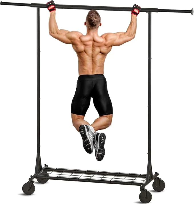 Stylish Clothing Garment Rack Capacity 550LBS Rolling Clothes Rack on Wheels - Heavy Duty Collapsible Commercial Storage Organizer - Mobile Clothes Rack with Multifunctional Design Black About ThisOverview Minimalist