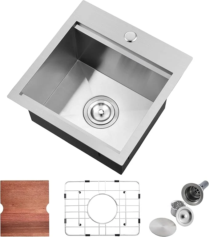 World-Class 17 Stainless Steel Kitchen Bar Sink Doirteal 17x19x9 Inch Single Bowl Drop in Workstation Kitchen Sink Top Mount 17 Inch Small Bar Sinks Outdoor Wet Bar Prep Sinks With Accessories BL83-1About ThisOverview Original Design