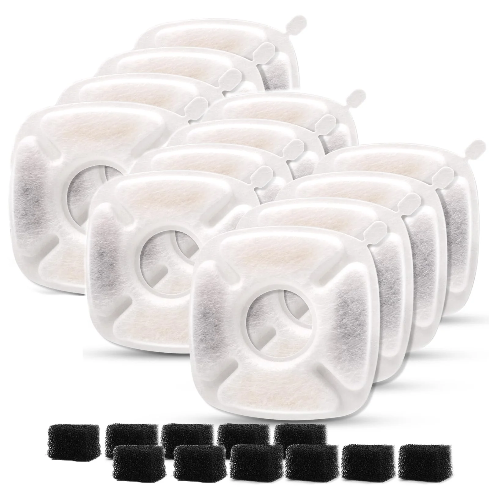 User-Friendly Cylomert Pet Fountain Filters — 95oz 2.8L Compatible Carbon Sponge Filters 12 Carbon 12 Sponge High-End