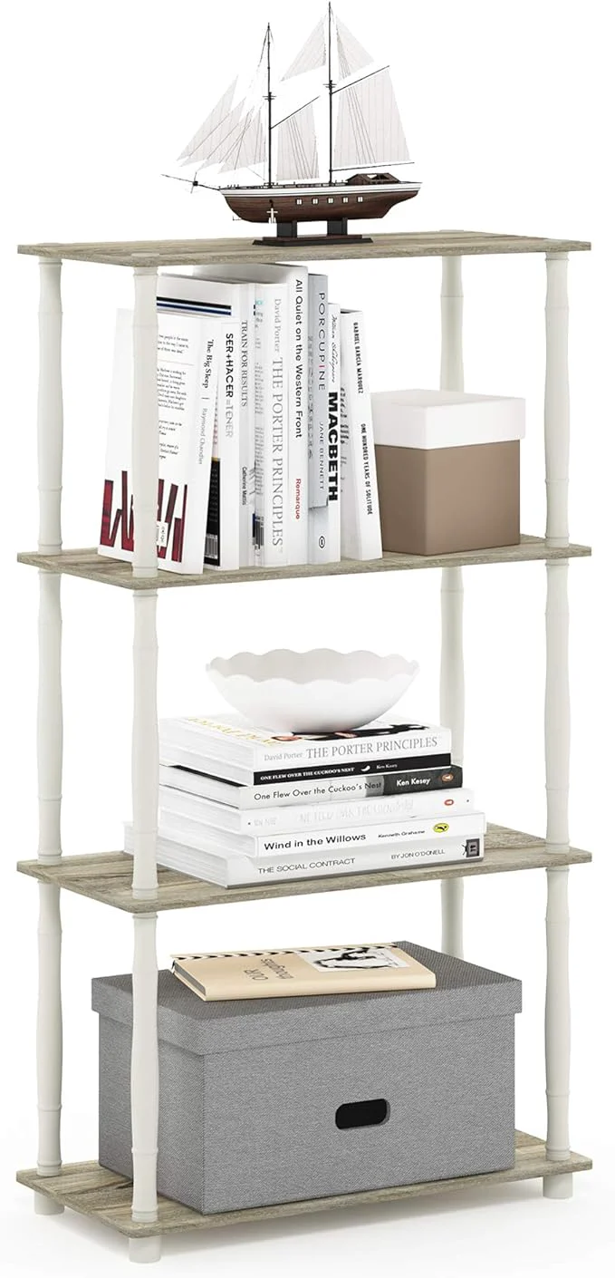 Organic Furinno Turn-N-Tube 4-Tier Multipurpose Shelf Display Rack Classic Tubes Sonoma Oak WhiteAbout ThisOverview Quality