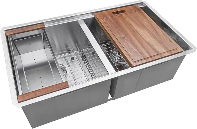 Flexible Ruvati 30-inch Workstation Ledge 50 50 Double Bowl Undermount 16 Gauge Stainless Steel Kitchen Sink - RVH8345About ThisOverview Carefully Designed