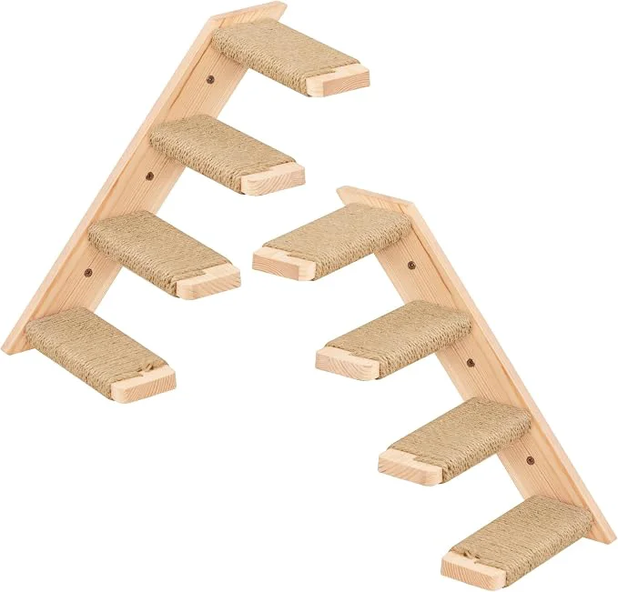 Efficient Cat Climbing Stair Shelf Wall Mounted Ladder 2PCS 4 Steps Reversible Left Exceptional