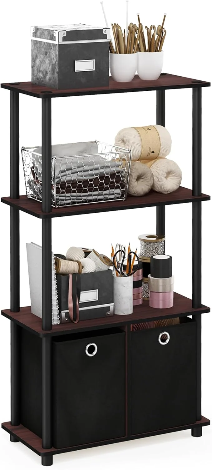 Verified Furinno NW889DC BK Go Green 4-Tier Multipurpose Storage Rack w Bins Dark Cherry BlackAbout ThisOverview Convenient