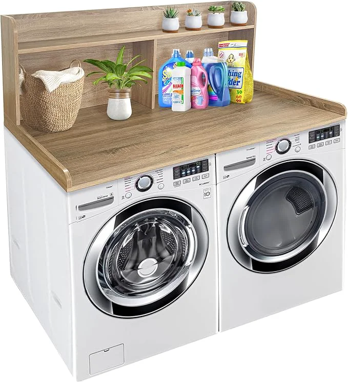 High-Quality Royxen Laundry Countertop with 20 Shelf Universal Fit Washer and Dryer Countertop with Storage Space Laundry Room Storage White Oak About ThisOverview Professional