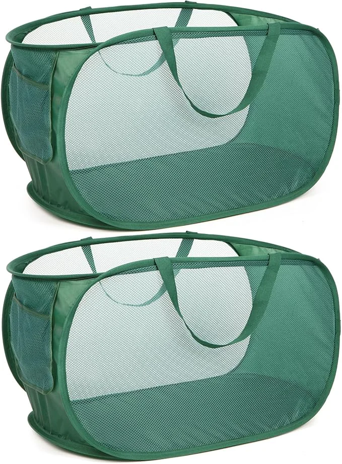 Prestigious Sturdy Mesh Pop Up Laundry Hamper Collapsible Laundry Baskets with Side Pocket Foldable Clothes Hamper with Reinforced Carry Handles for Laundry Bathroom Kids Room Dorm or Travel 2 Pack EmeraldAbout ThisOverview Top-Quality