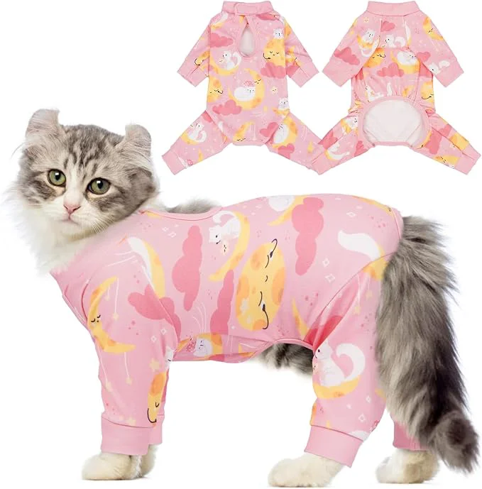 Innovative QBLEEV Cat Onesie for Cats After Surgery Sticky Hair Cat Pajamas for Cats Only Top-Quality