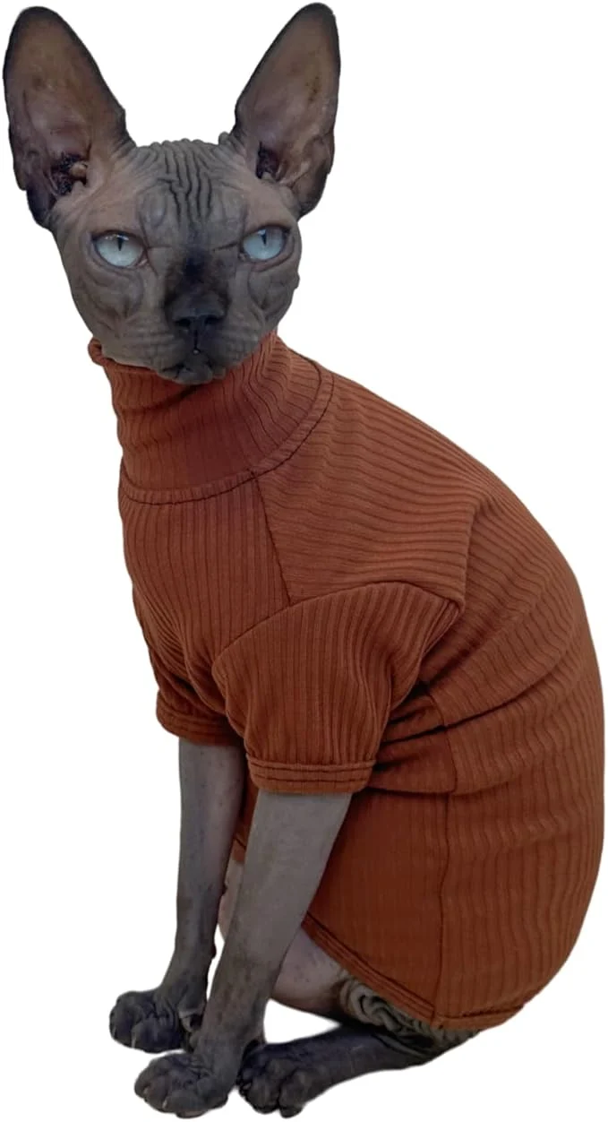 Exclusive Kitipcoo Sphynx Hairless Cats Shirt Cotton Cat Turtleneck Sweater Pullover Dependable