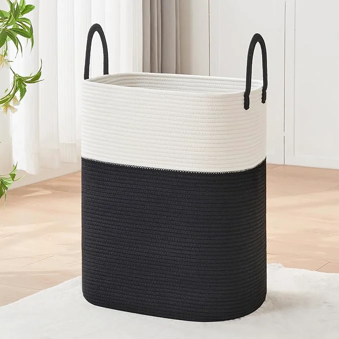 Prestigious Laundry Basket with Handles - Blanket Basket Hampers for Bedroom Aesthetic Laundry Hamper Blanket Storage for Living Room Clothes Hamper Tall Large 17 x 14 x 25 White BlackAbout ThisOverview Green