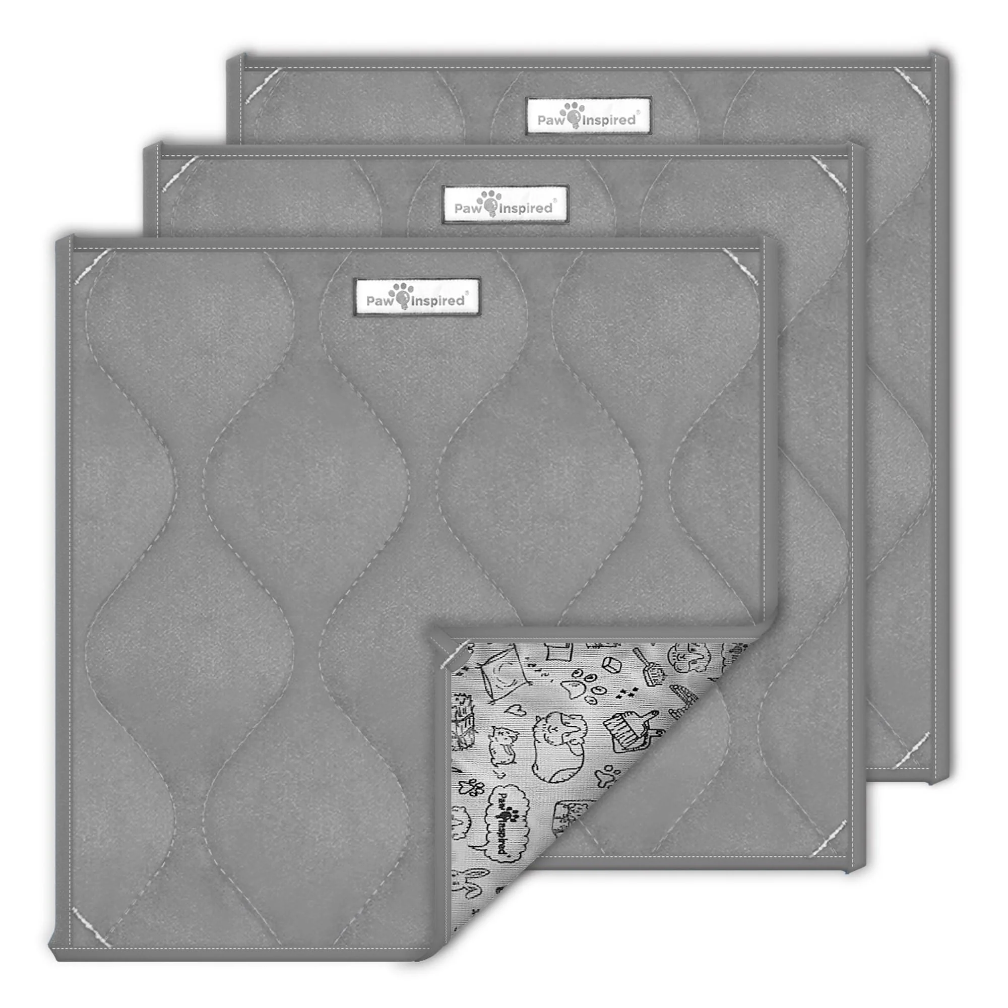 Outstanding Paw Inspired Guinea Pig Cage Liner Pads – 12x12 Gray Pack of 3 Premium Material