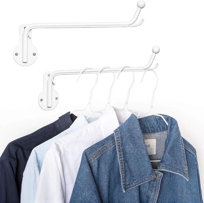 Environmentally Friendly Mkono Wall Mounted Clothes Hanger with Swing Arm Holder Valet Hook Metal Hanging Laundry Drying Rack Space Saver for Closet Organizer Laundry Room Organization Bathroom Bedroom 2 Pcs WhiteAbout ThisOverview Official