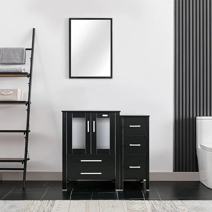 Versatile eclife 36 Modern Bathroom Vanity Sink Combo standing Cabinet with Small Side Cabinet Without Vessel Sink Faucet Drain Black Vanity Only About ThisOverview Carefully Designed