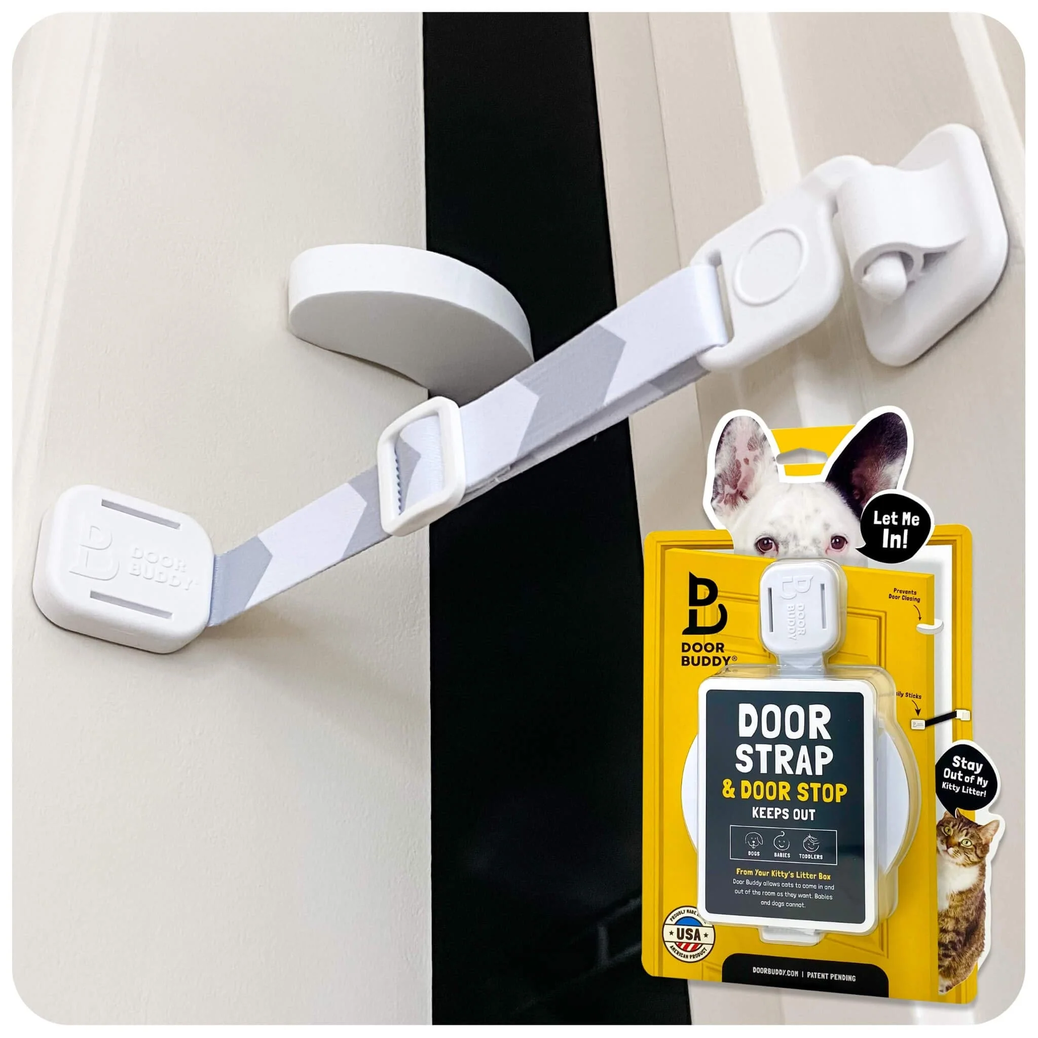 Official Door Buddy Cat Door Latch Stopper — Adjustable Dog-Proof Interior Door Solution Durable