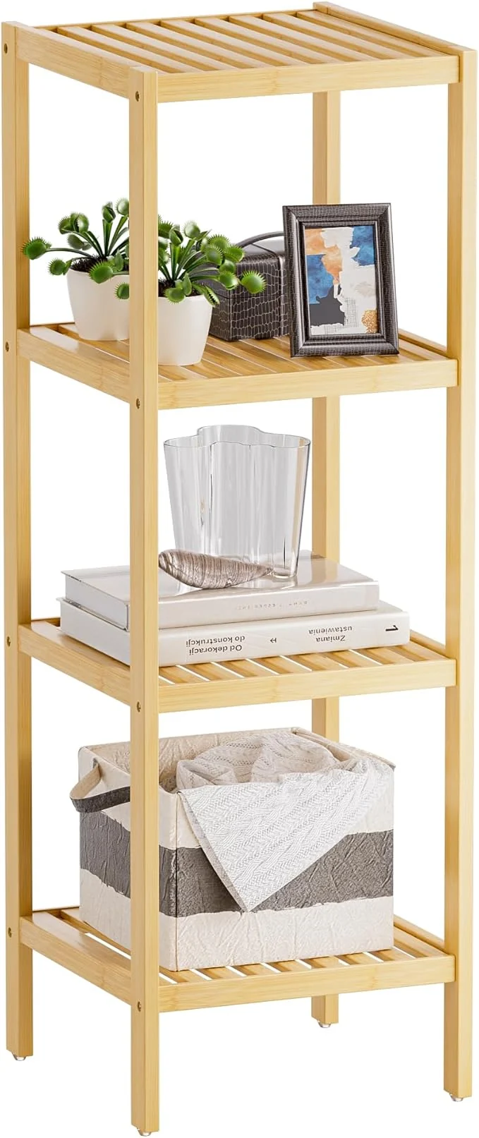 Genuine SMIBUY Bathroom Storage Shelf 4-Tier Bamboo Rack Organizer Multifunctional Shelving Unit for Living Room Bedroom Kitchen Natural About ThisOverview Convenient