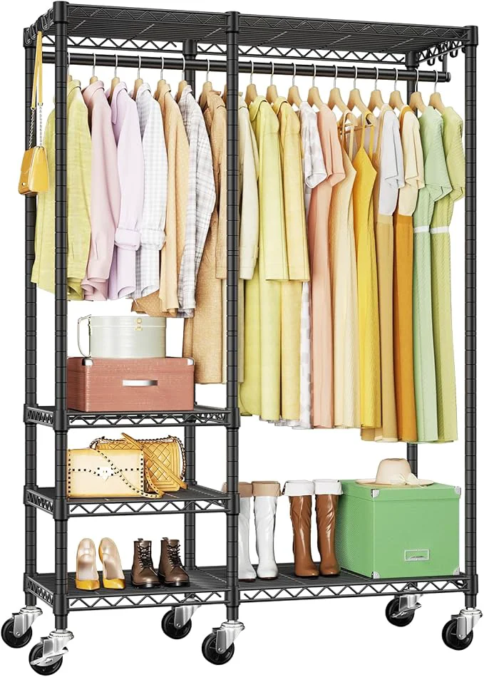 Fast Ulif F4R Heavy Duty Clothes Rack（With Lockable Wheels ） Rolling Clothing Racks for Hanging Clothes，Adjustable Closet Organizer System，Portable Garment Rack 45 W x 15.8 D x 73.5 H，Max Load 650LBS，BlackAbout ThisOverview Original