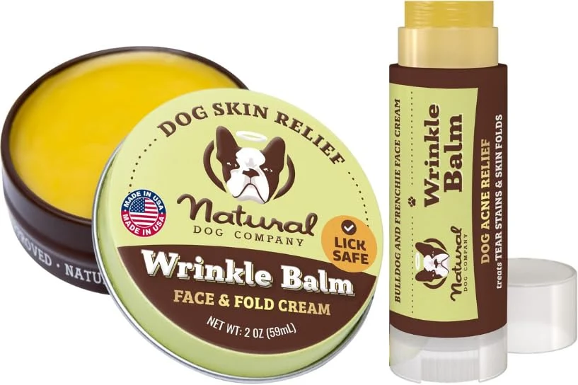 Green Natural Dog Company Wrinkle Balm Bundle - 2 oz Tin Travel Stick Paw Care Balm Durable