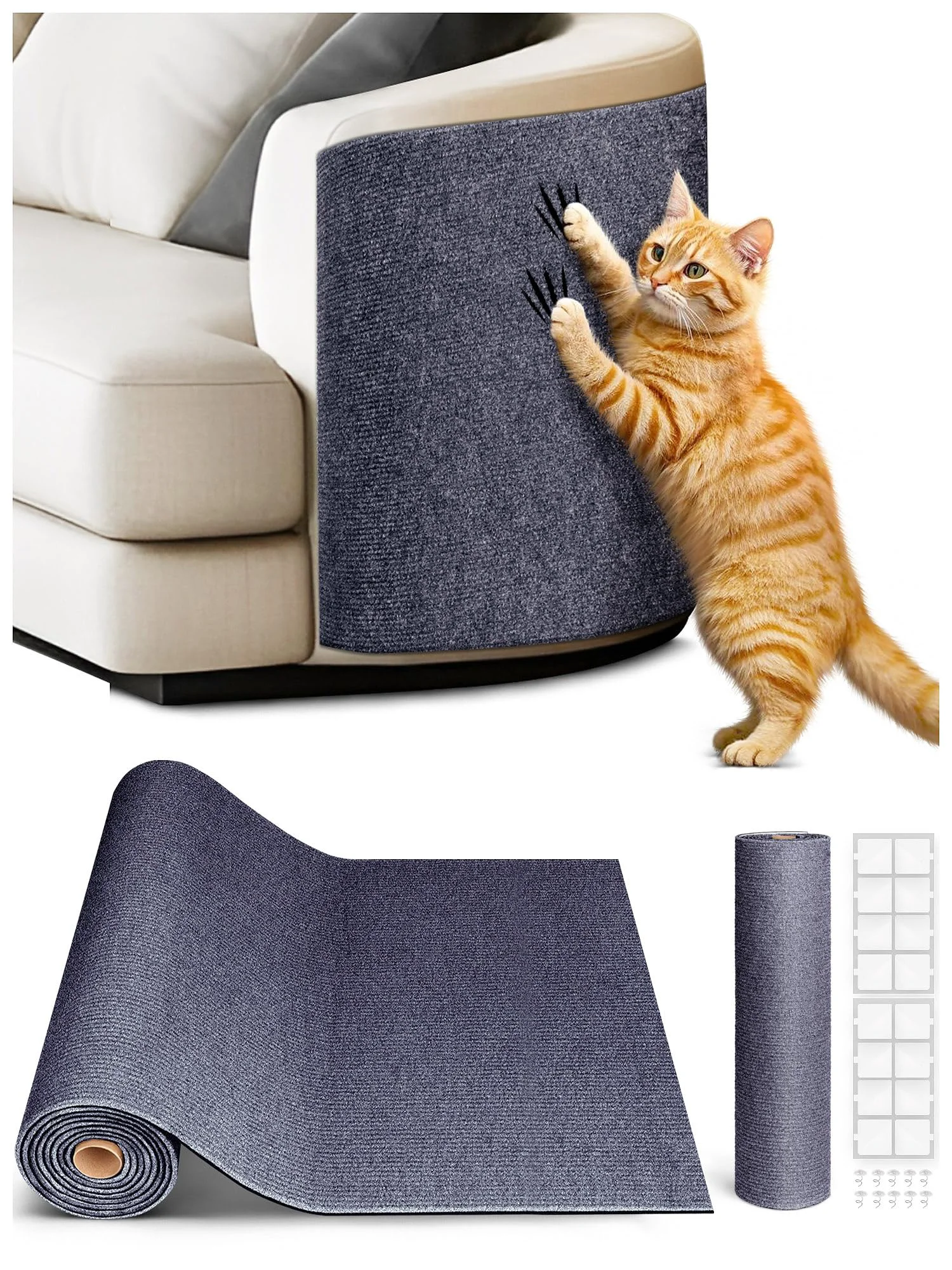 Solid Minyii 2PCS 39.4x15.8 Inch Cat Scratch Mat — DIY Climb Furniture Protector Dark Gray Expertly Made