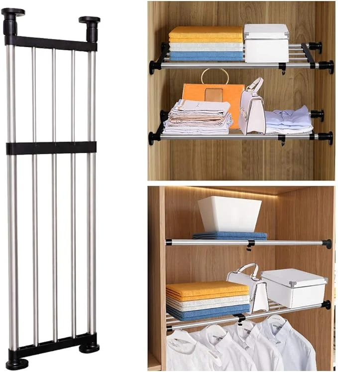 Dependable BAOYOUNI Adjustable Shelving Expandable Closet Shelves Tension Rod Clothes Hanger Storage Rack DIY Cabinet Wardrobe Kitchen Bathroom Divider Separator Organizer Black 2 PackAbout ThisOverview Smart