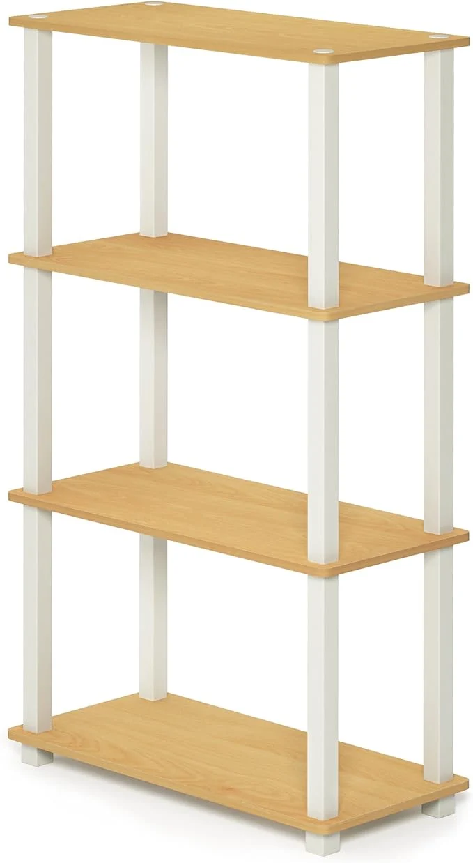 Smooth Furinno Turn-N-Tube 4-Tier Multipurpose Shelf Display Rack Square Tube Beech WhiteAbout ThisOverview Dependable