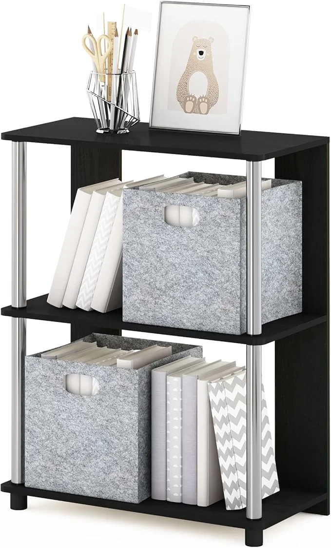 Exceptional Furinno Jaya Simple Design 3-Tier Bookcase Bookshelf Display Rack with Stainless Steel Tubes AmericanoAbout ThisOverview Original