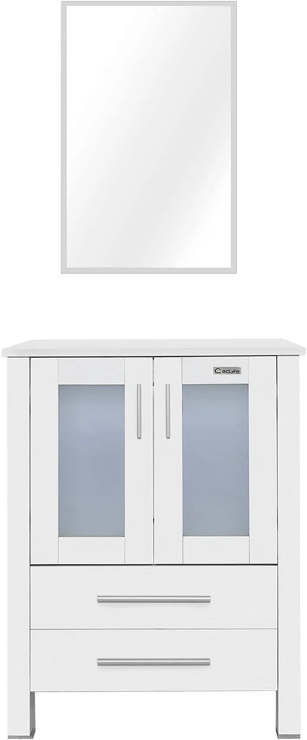 Next-Generation eclife 24 Modern Bathroom Vanity Sink Combo standing Cabinet with Soft Closing Door Without Vessel Sink Faucet Drain White Vanity Only About ThisOverview Recyclable