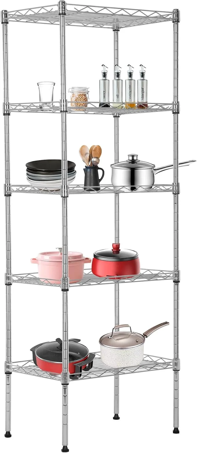 Comfortable Office 5-Tier Wire Storage Shelves 17x12x48 Chrome with Adjustable Racks Heavy-Duty Metal Shelf Holds Upto 750 lbs No-Tool Assembly I for Home Garage ShelvingAbout ThisOverview Certified