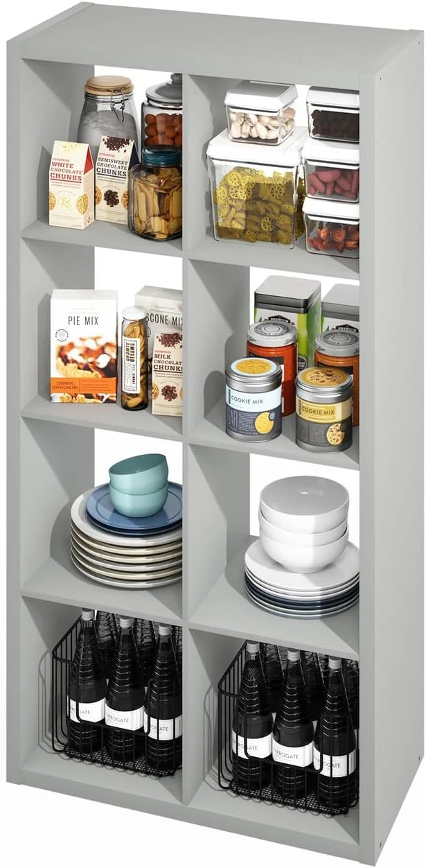 Natural Furinno Hermite 8-Cube Open Shelves Kitchen Storage Kitchen Island Bakers Rack Buffet Sideboard Light GreyAbout ThisOverview Top-Quality