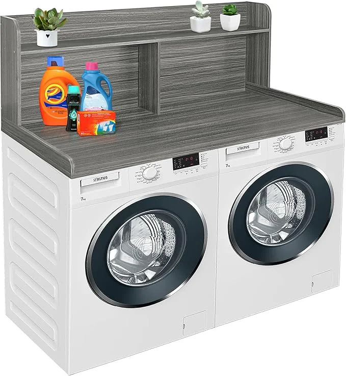 Breathable Royxen 2-Tier Washer Dryer Countertop 19.5 H Wood Washer and Dryer Topper with Shelf Laundry Countertop Over Washer and Dryer Universal Fit for Laundry Room Organization Eucalyptus 54 W X 27.5 D About ThisOverview Sustainable