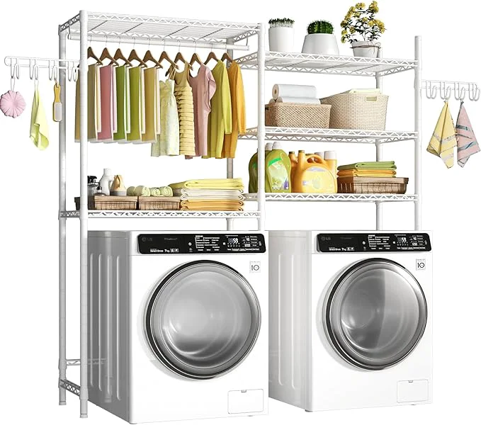 Original Design Ulif U6 Clothes Drying Rack 5-Tier Over Washer and Dryer Laundry Room Storage and Organizer Heavy-Duty Space Saver 65.3 W x 13.4 D x 77.5 H WhiteAbout ThisOverview Selected